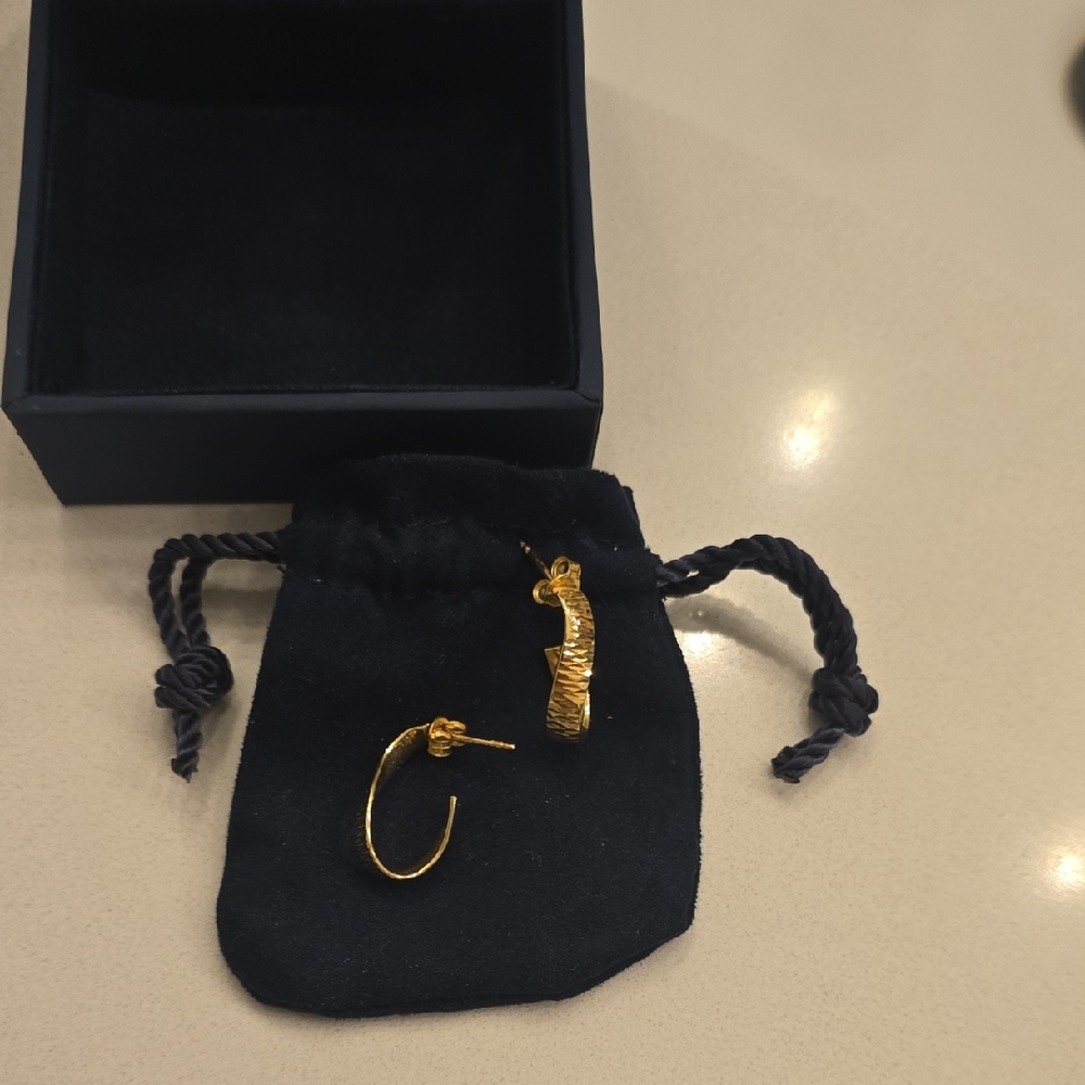 Gold-Tone Textured Hoop Earrings - Women Jewelry